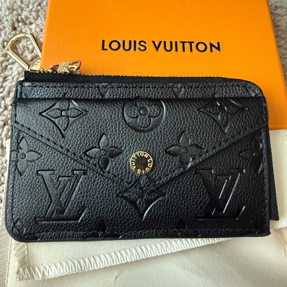Black Monogram Leather Card Holder